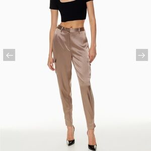 NWOT Aritzia Babaton Refined Satin Cargo Pants in Coffee Bean